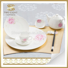 Atacado china asiático rosa vermelha cerâmica jantar dinnerware, conjunto de louça